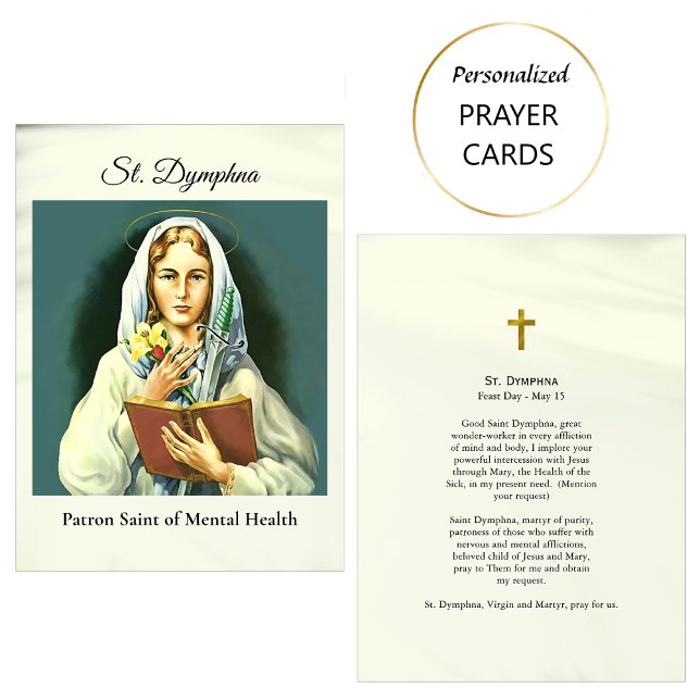 St. Dymphna katolska skyddshelgon bönekort      Placeringskort (Skapare uppladdad)