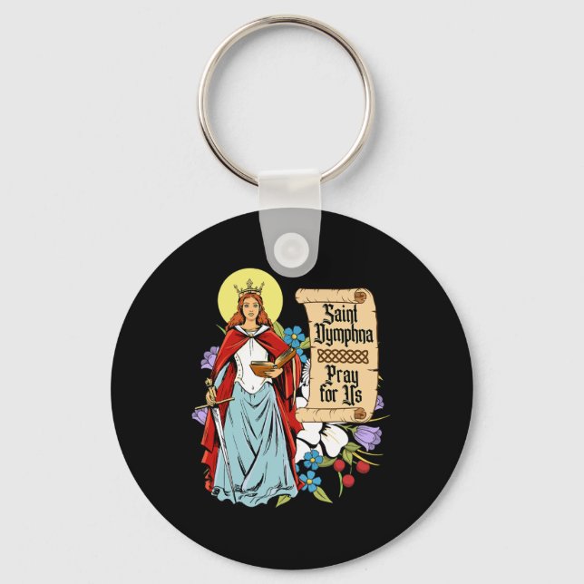 St Dymphna Purity Lily Patron Saint Mental Health Nyckelring (Framsida)