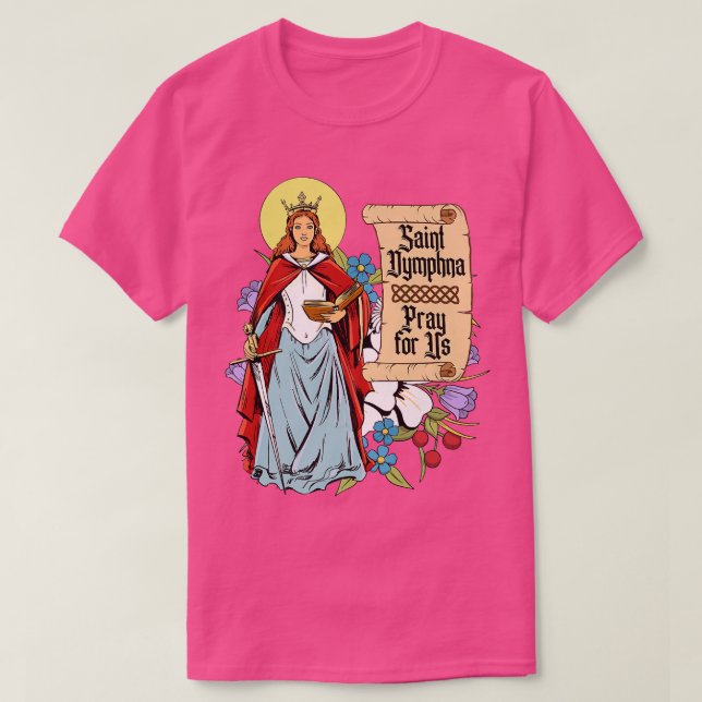 St Dymphna Purity Lily Patron Saint Mental Health T Shirt (Design framsida)