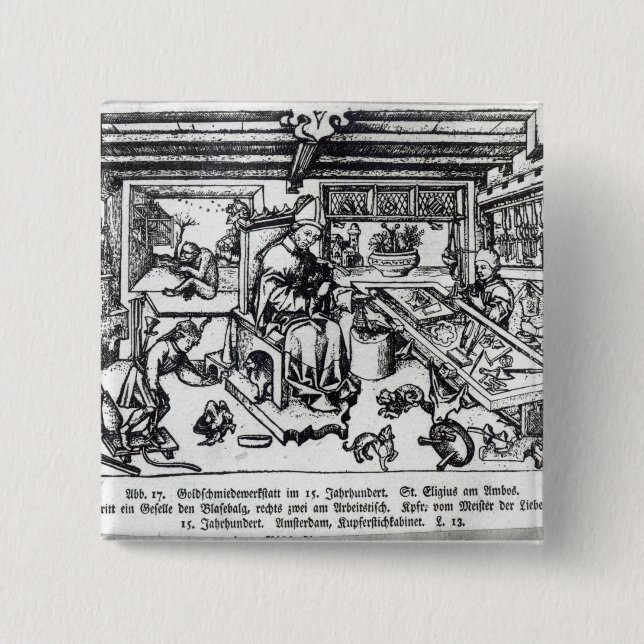 St. Eligius som en guldsmed i hans seminarium Knapp (Framsida)