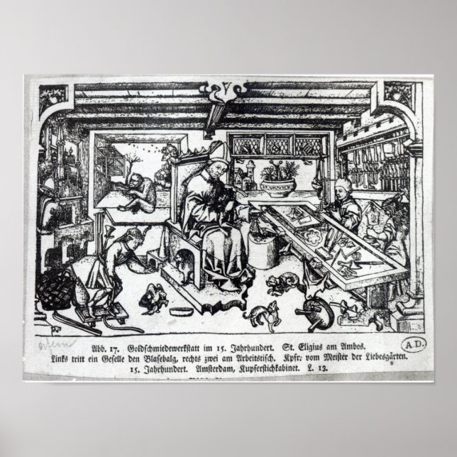 St. Eligius som goldsmith i sin workshop Poster (Framsidan)