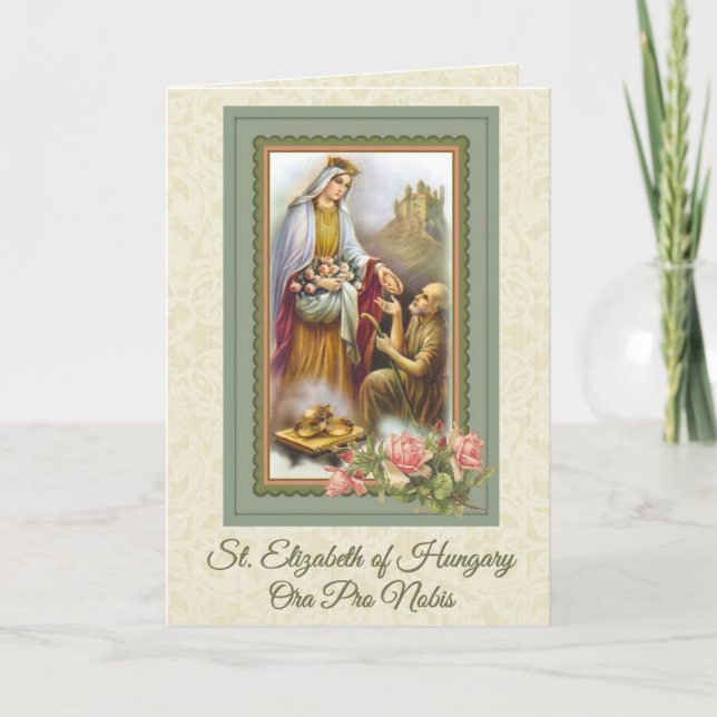 St. Elizabeth från Ungerns katolska Prayer Kort (Framsida)