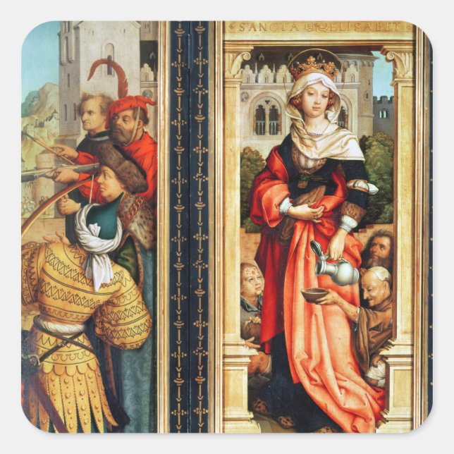 St. Elizabeth of Hungary Fyrkantigt Klistermärke (Framsida)