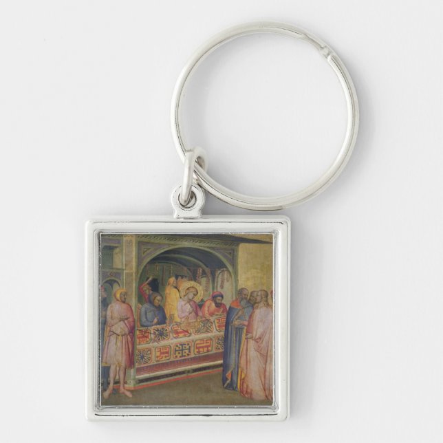 St. Eloi i silversmith'sens seminarium Fyrkantig Silverfärgad Nyckelring (Framsidan)
