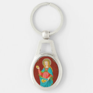 St. Emerentiana of Rom (SAU 36) Ovalt Silverfärgad Nyckelring