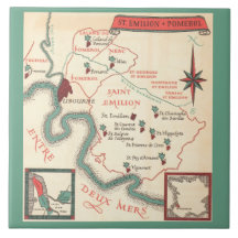 St. Emilion Bordeaux Vinkarta Keramisk Kakel