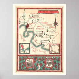 St. Emilion Bordeaux Vinkarta Tryck