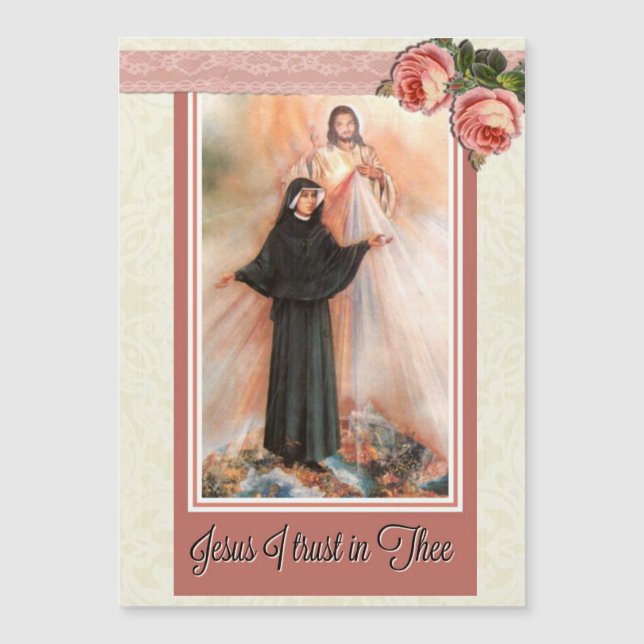 St. Faustina 5"" tunt magnetiskt kort x7 (Framsida)