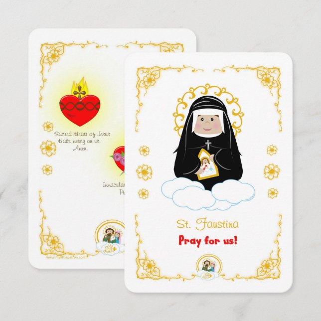 St. Faustina-Heliga Card Inbjudningar (Fram/baksida)