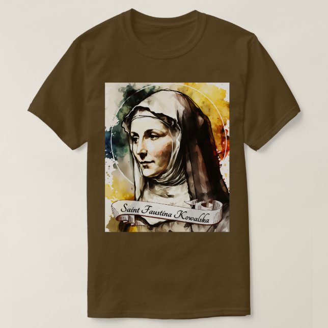 St Faustina Kowalska katolska Church Saints Religi T Shirt (Design framsida)