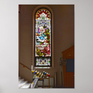 St. Fidelis Stached Glass Window, Victoria, Kansas Poster