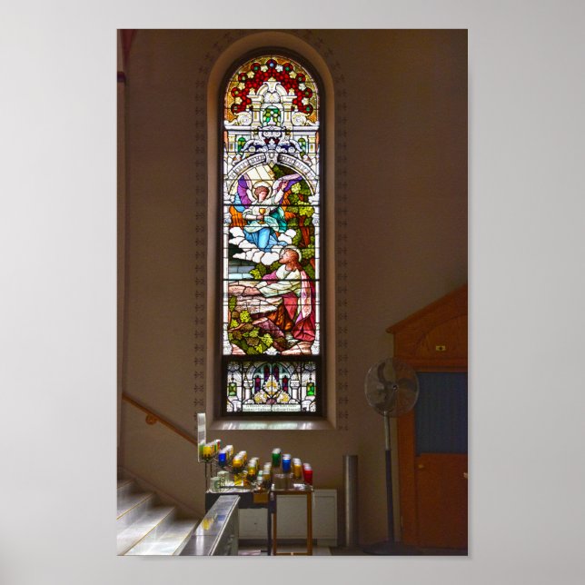 St. Fidelis Stached Glass Window, Victoria, Kansas Poster (Framsidan)