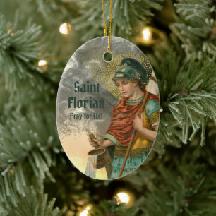 St. Florian med Bucket (båda; M 019) Julgransprydnad Keramik