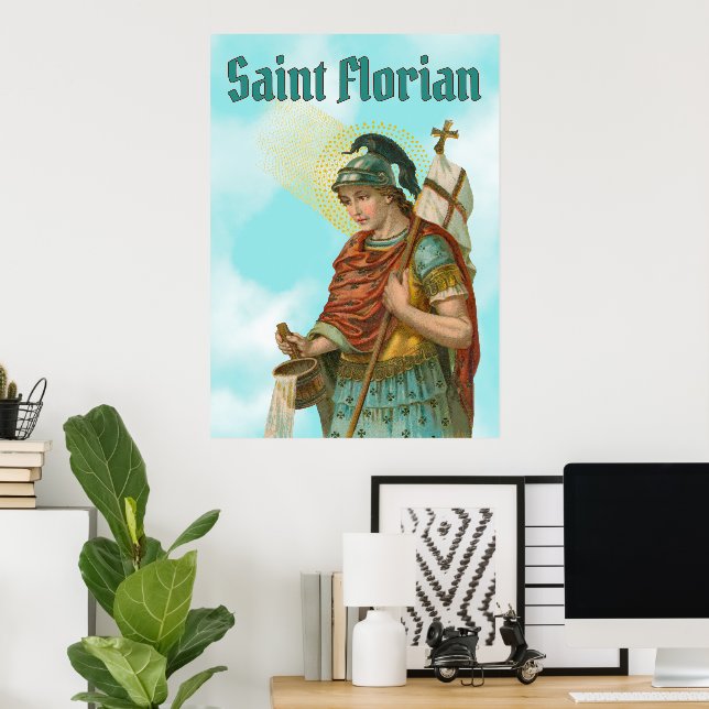 St. Florian med Bucket (Clear Himlar; M 019) Poster (Hemmakontoret)