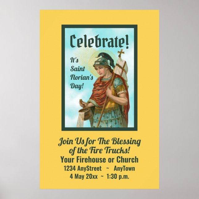 St. Florian med Bucket (Clear Himlar; M 019) Poster (Framsidan)