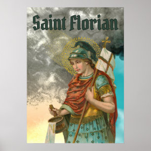 St. Florian med Bucket (Smoke; M 019) Poster