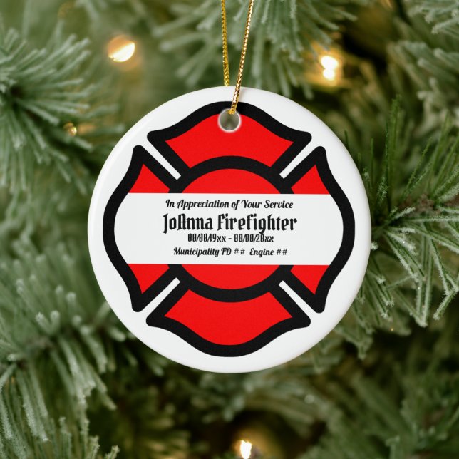 St. Florian's kors (stil 2) Cirkulär Julgransprydnad Keramik (Träd)