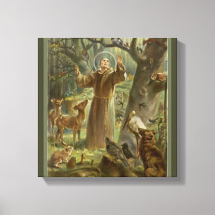 St Francis av Assisi, älskare av djur Canvastryck
