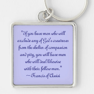 St Francis av Assisi djur medkänsla Keychain Fyrkantig Silverfärgad Nyckelring