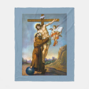 St Francis av Assisi Jesus Crucifixionänglar Fleecefilt