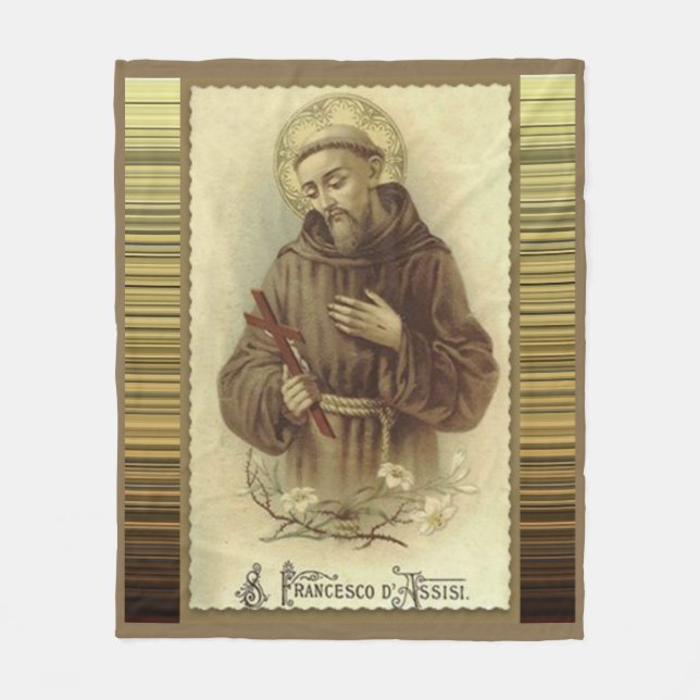 St Francis av Assisi med crucifixliljar Fleecefilt (Framsidan)