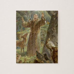St Francis av Assisi omgav vid djur Pussel
