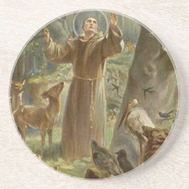 St Francis av Assisi omgav vid djur Underlägg (Framsidan)