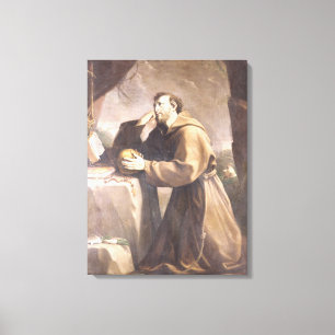 St Francis av Assisi på bönen Canvastryck