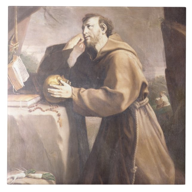 St Francis av Assisi på bönen Kakelplatta (Framsidan)