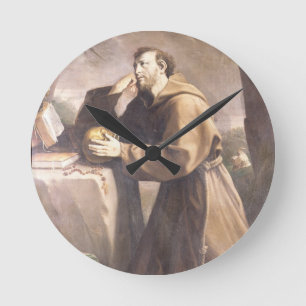 St Francis av Assisi på bönen Rund Klocka
