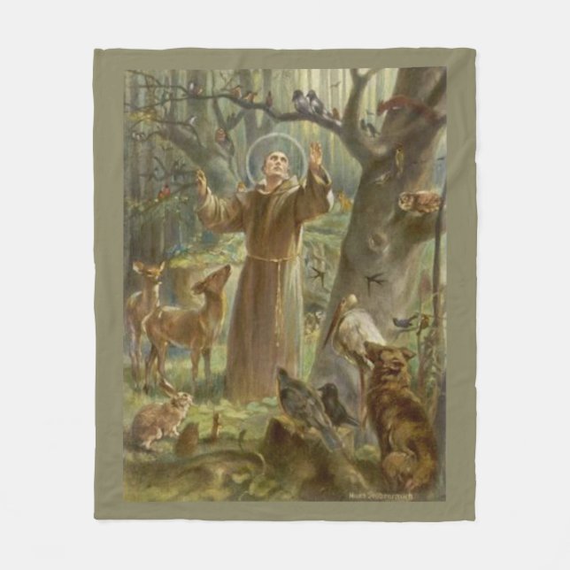 St Francis av Assisi, skyddshelgon av djur Fleecefilt (Framsidan)