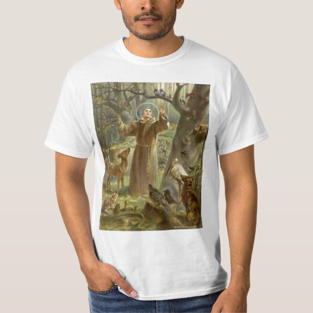 St Francis av Assisi som predikar till djuren T-shirt (Framsida)