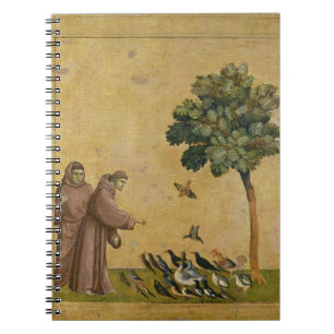 St Francis av Assisi som predikar till fåglarna Anteckningsbok Med Spiral