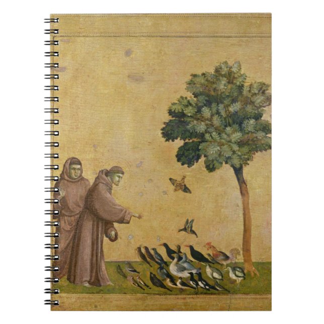 St Francis av Assisi som predikar till fåglarna Anteckningsbok Med Spiral (Framsidan)