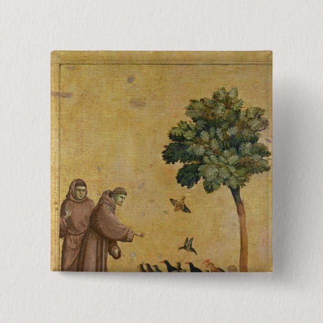 St Francis av Assisi som predikar till fåglarna Knapp (Framsida)