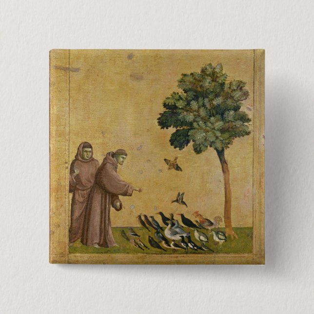 St Francis av Assisi som predikar till fåglarna Knapp (Framsida)