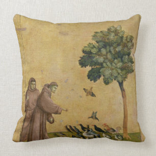 St Francis av Assisi som predikar till fåglarna Kudde