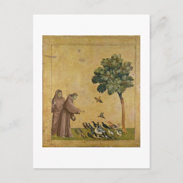 St Francis av Assisi som predikar till fåglarna Vykort (Framsida)