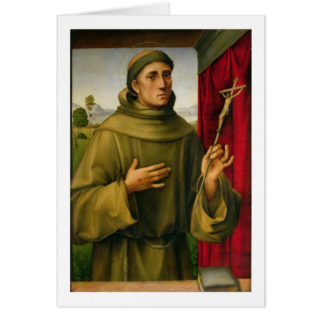 St Francis av Assissi, c.1490 (tempera på panel) Hälsningskort (Framsidan)