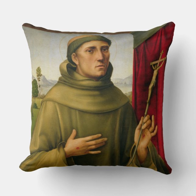 St Francis av Assissi, c.1490 (tempera på panel) Kudde (Framsida)