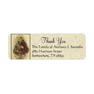 St Francis av den Assisi crucifixen Returadress Etikett