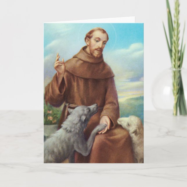 St Francis av den Assisi djurälskare Kort (Framsida)