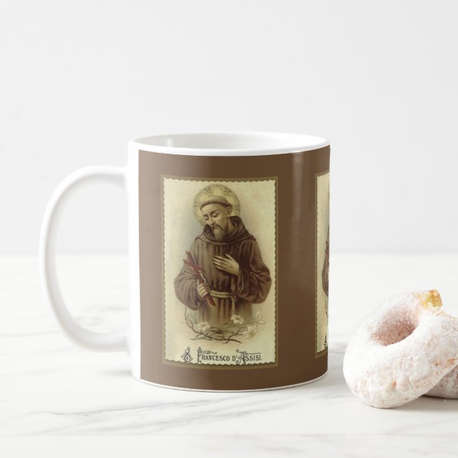 St Francis av den Assisi skyddshelgonet av djur Kaffemugg (Med munk)