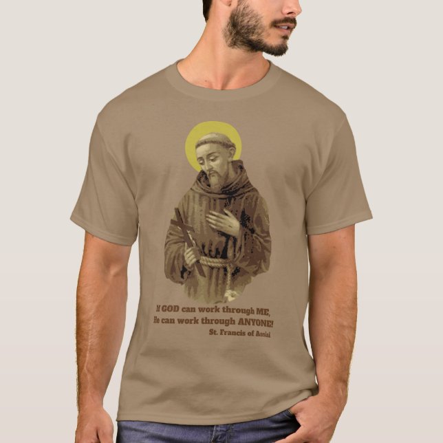St Francis av det Assisi citationstecknet T Shirt (Framsida)