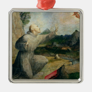 St Francis av det Assisi hälerit stigmatana Julgransprydnad Metall