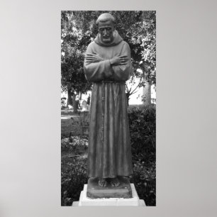 St Francis av det svartvita fotoet för Assisi Poster