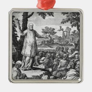 St Francis av Salar som predikar till Julgransprydnad Metall