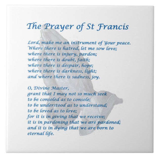 St Francis bön Kakelplatta (Framsidan)