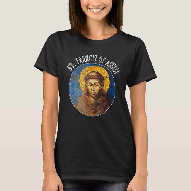 St. Francis Catholie Saint Francis of Assisi T Shirt (Framsida)