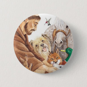St Francis & djur, hatt, klämmer fast, keychain, Knapp